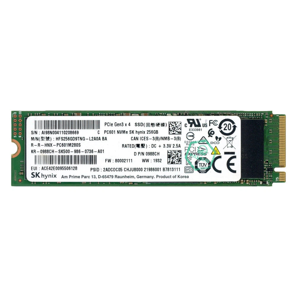 0988CH Dell 256GB TLC PCI Express 3.0 x4 NVMe M.2 2280 Internal Solid State Drive (SSD)