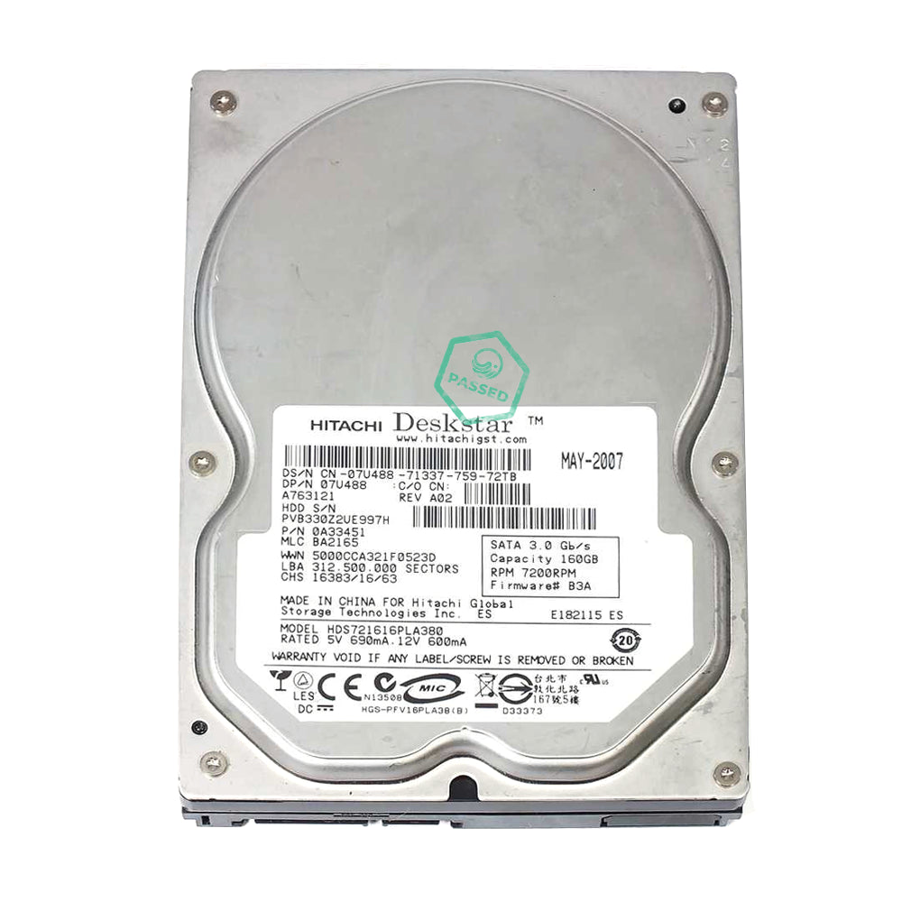 0A33451 Hitachi Deskstar 7K160 160GB 7200RPM SATA 3Gbps 8MB Cache 3.5-inch Internal Hard Drive