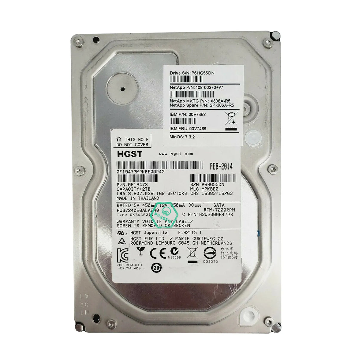 0F19473 100% Health HGST Hitachi Ultrastar 7K4000 2TB 7200RPM SATA 6Gbps 64MB Cache (512n) 3.5-inch Internal Hard Drive