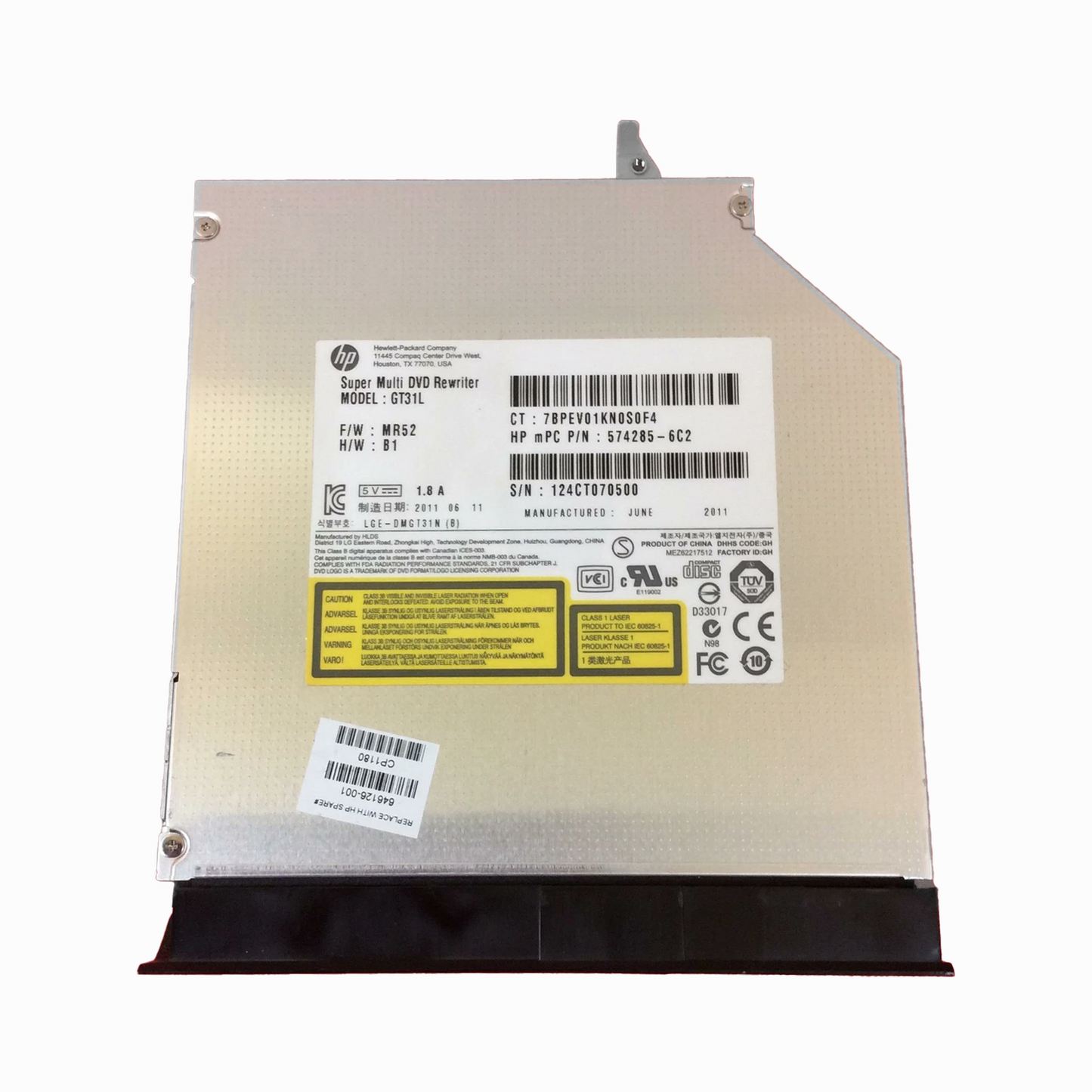 574285-6C2 HP 8x DVD-RW/+RW SuperMulti Dual Layer Lightscribe SlimLine SATA Optical Drive