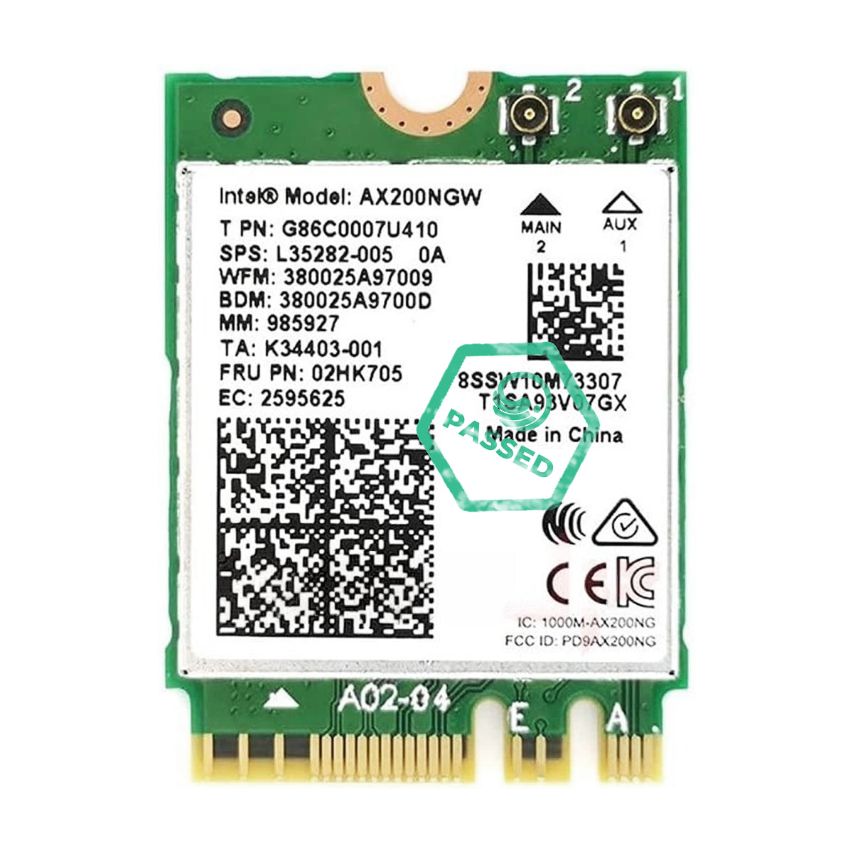 AX201NGW Intel Dual-Band 2.4/5GHz M.2 2230 WIFI/5.0 Wireless Card