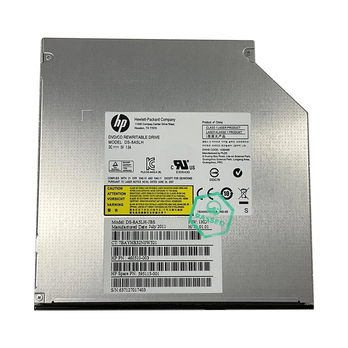 DS-8A5LH12C HP DVD Rw Super Multi CoMBo SATA Drive W/lightscribe