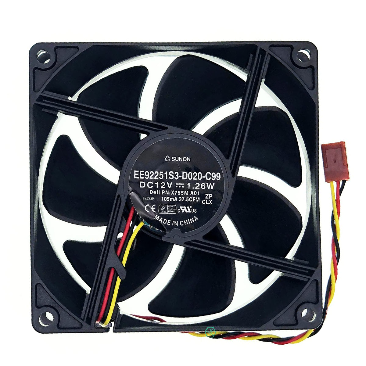 Sunon EE92251S3-D020-C99 PVA092G12M Rear Case Computer Cooling Fan for Dell Vostro 200 400 430 460 470 Mini Tower RKC55 X755M XPS 8300 8500 8700 DC12V 3-Pin 92x92x25mm