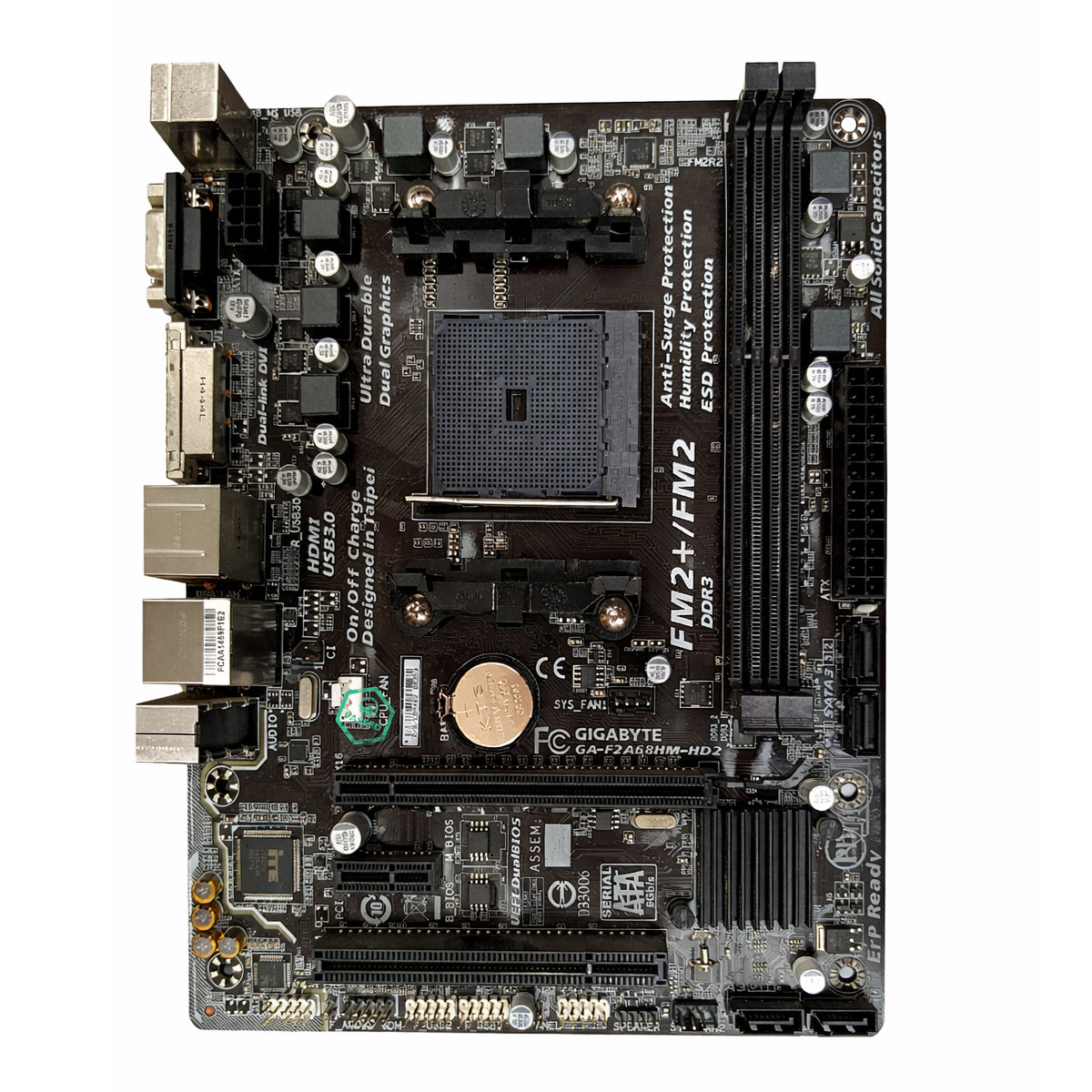 GA-F2A68HM-HD2 Gigabyte Socket FM2+ AMD A68H Chipset AMD A-Series/ AMD Athlon Processors Support DDR3 2x DIMM 4x SATA 6.0Gb/s Micro-ATX Motherboard (Refurbished)