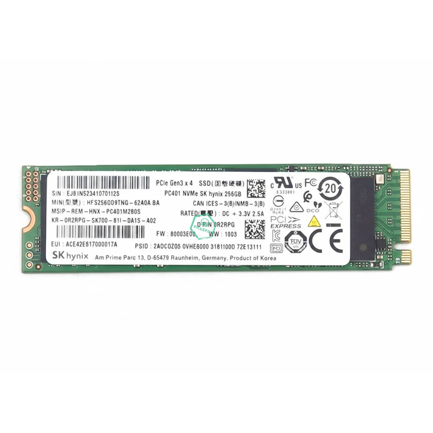 HFS256GD9TNG Hynix 256GB TLC PCI Express 3.0 x4 NVMe M.2 2280 Internal Solid State Drive (SSD)