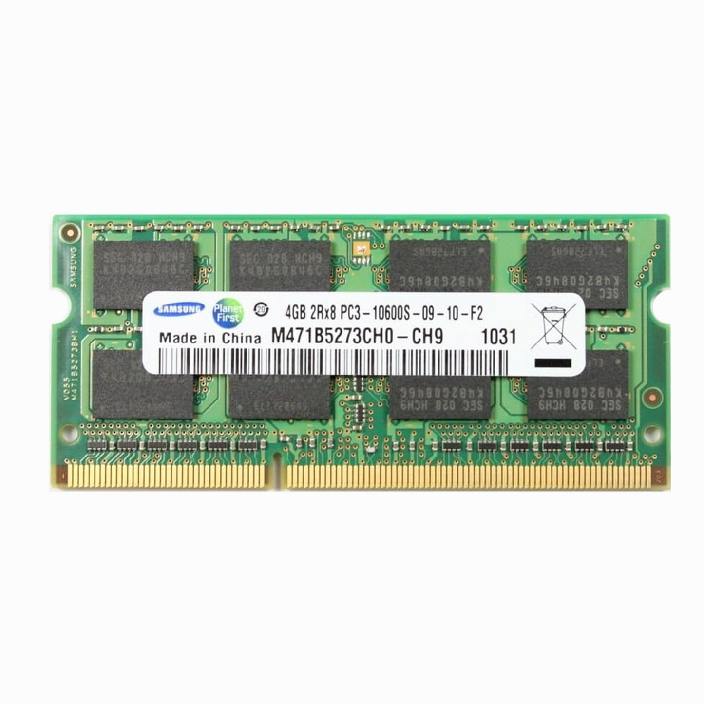 M471B5273CH0-CH9 Samsung 4GB PC3-10600 DDR3-1333MHz non-ECC Unbuffered CL9 204-Pin SoDimm Dual Rank Memory Module