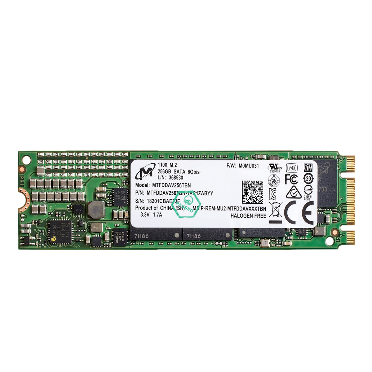 MTFDDAV256TBN Micron 1100 256GB TLC SATA 6Gbps (PLP) M.2 2280 Internal Solid State Drive (SSD)