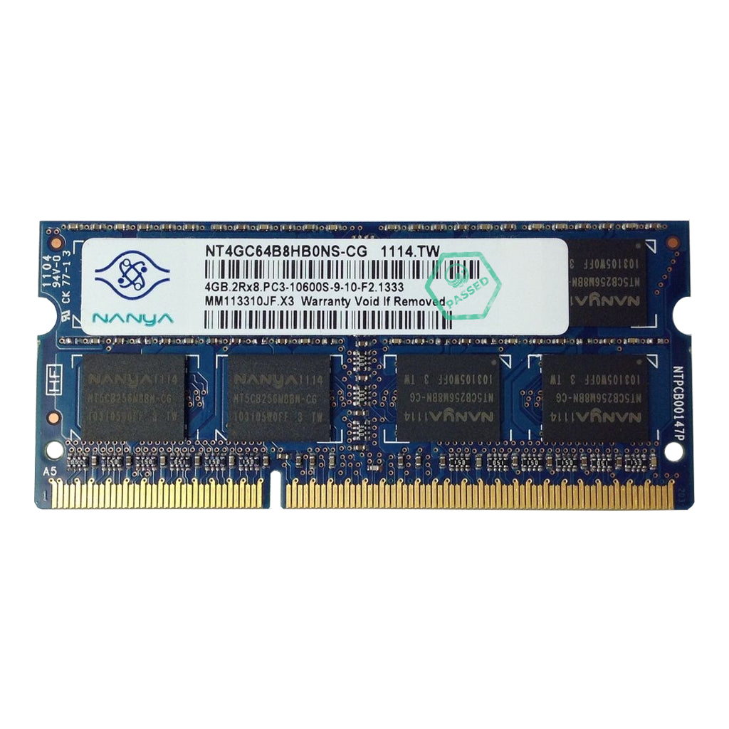 NT4GC64B8HB0NS-CG Nanya 4GB PC3-10600 DDR3-1333MHz non-ECC Unbuffered CL9 204-Pin SoDimm Dual Rank Memory Module