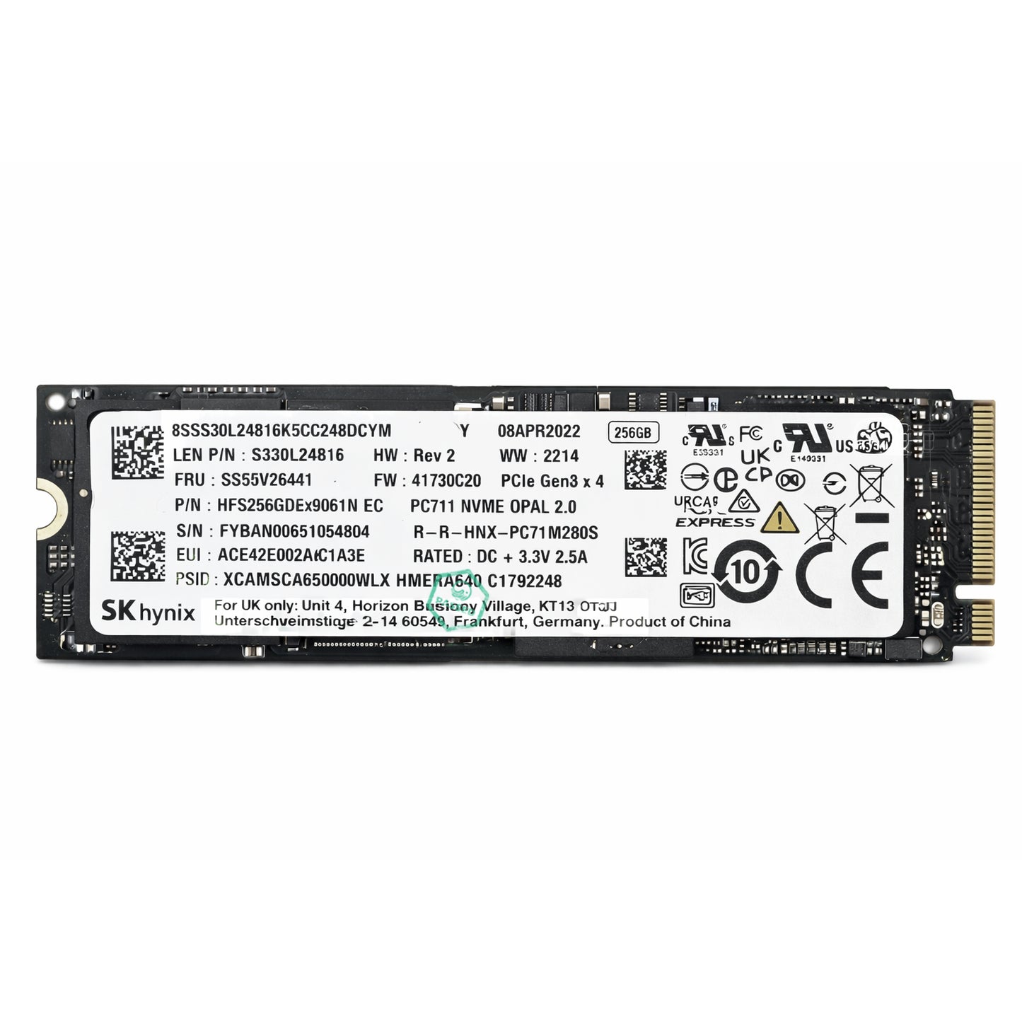 SSS0L25158 Lenovo 256GB PCI Express NVMe M.2 2280 Solid State Drive (SSD)