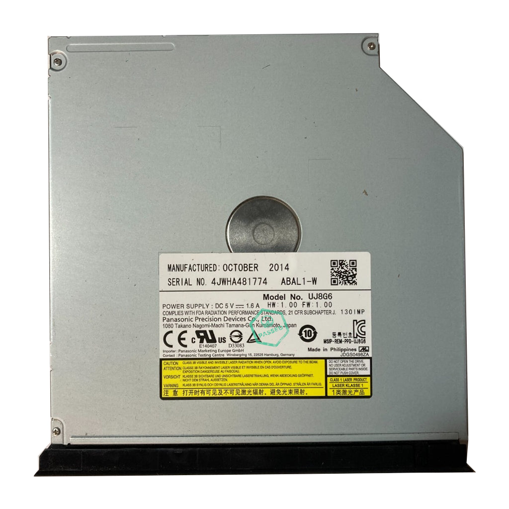 UJ8G6 Panasonic Laptop SATA Tray Load Cd RW 8X DVD R RW Burner Drive