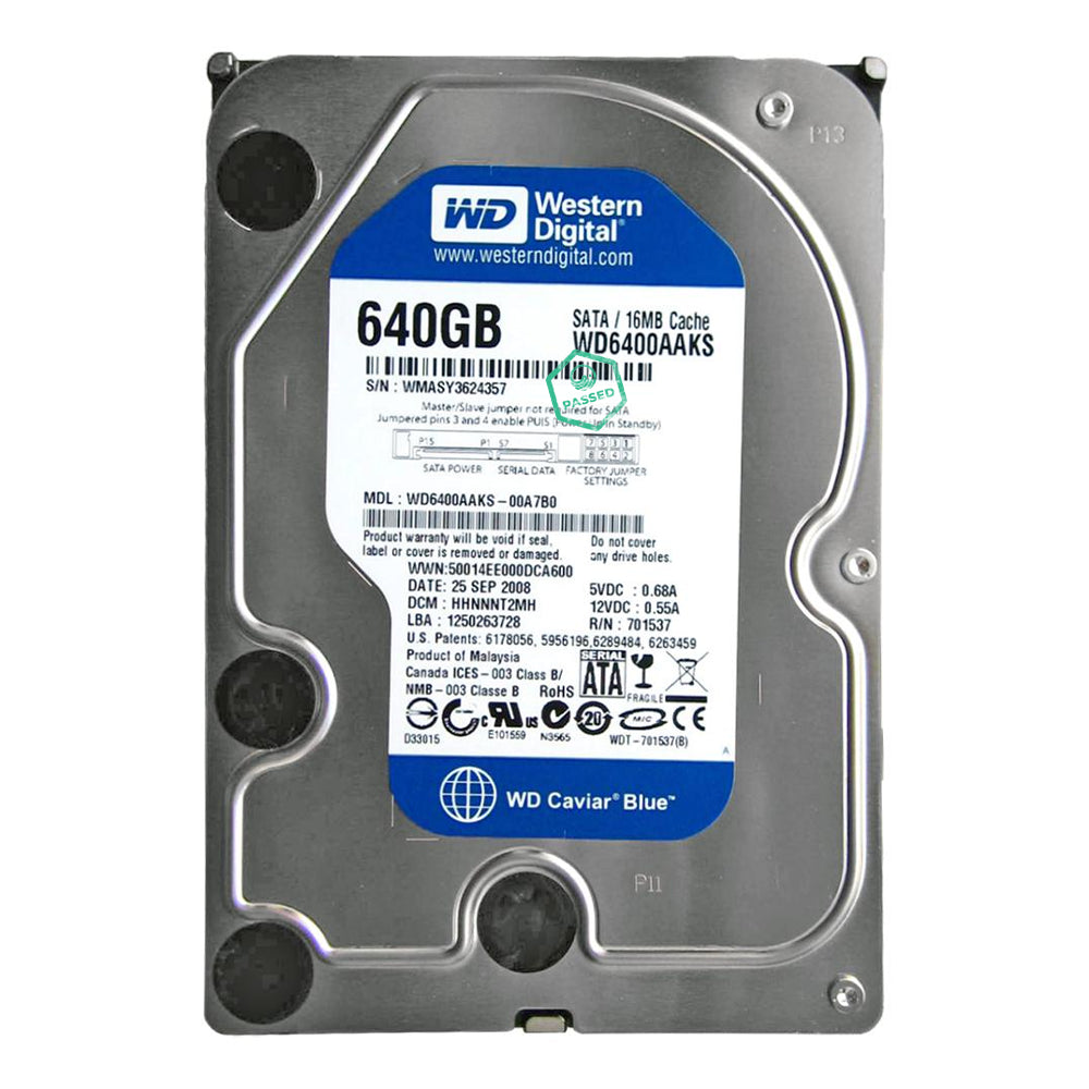 WD6400AAKS Western Digital Caviar Blue 640GB 7200RPM SATA 3Gbps 16MB Cache 3.5-inch Internal Hard Drive
