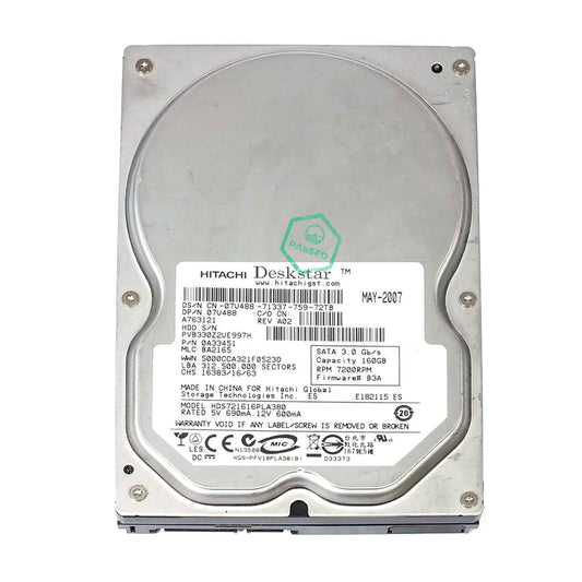0A33451 Hitachi Deskstar 7K160 160GB 7200RPM SATA 3Gbps 8MB Cache 3.5-inch Internal Hard Drive