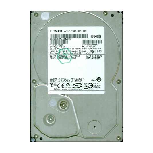 0A38016 Hitachi Deskstar 7K1000.B 1TB 7200RPM SATA 3Gbps 16MB Cache 3.5-inch Internal Hard Drive
