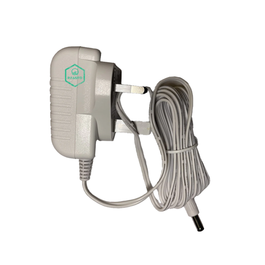 UK 3-Pin to DC 5.5×2.1mm Power Cable – White – 1.5m