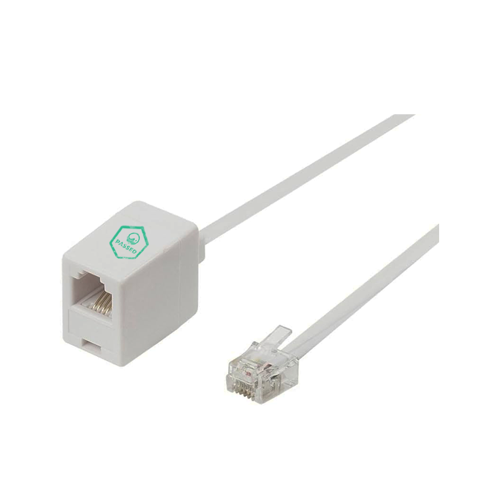 RJ11 Female to RJ11 Female Extension Cable – White – 10m