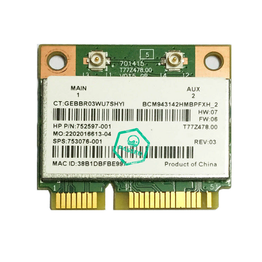 Broadcom BCM943142HMB 752597-001 Half Mini PCIe Laptop WiFi Card Wireless Adapter