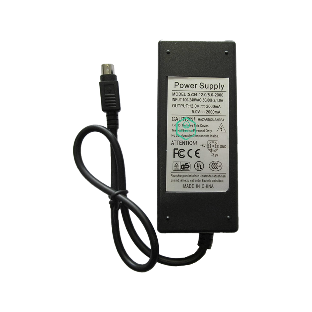 C14 Female to DIN-6 Power Cable – 12V/5V 2A – Black – 0.1m