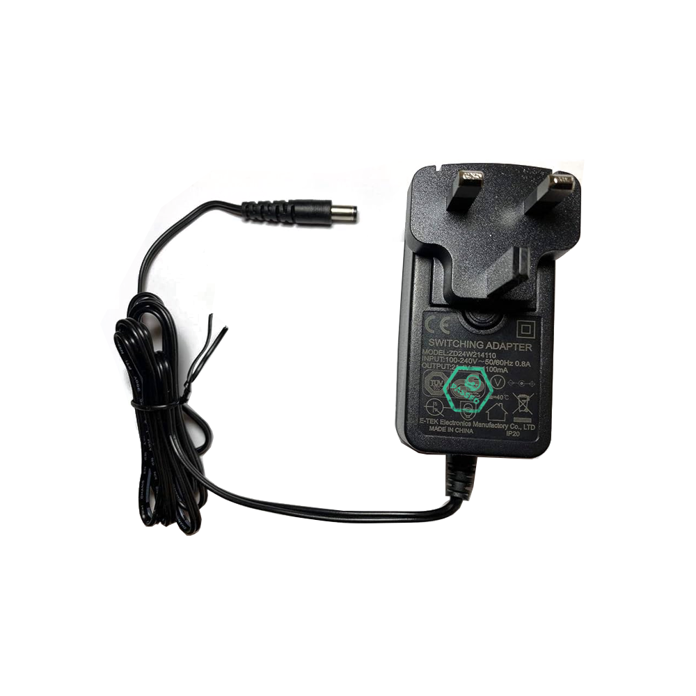 UK 3-Pin to AC Adapter Cable – 5.5×2.1mm – 12.6V 0.5A – Black – 1m