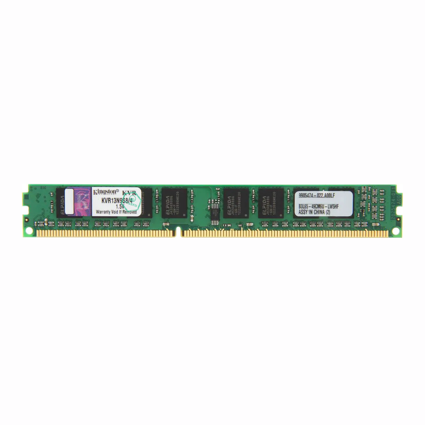 KVR13N9S8/4 Kingston 4GB PC3-10600 DDR3-1333MHz non-ECC Unbuffered CL9 240-Pin DIMM Single Rank, x8 Memory Module