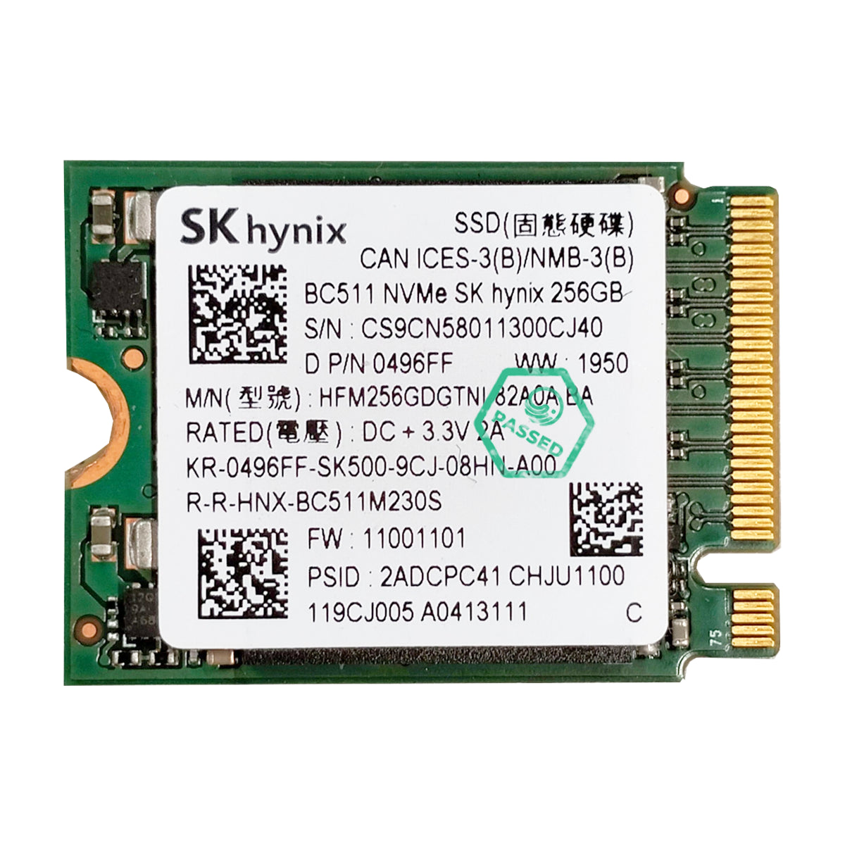 HFM512GDHTNI-82A0A Hynix BC511 Series 512GB PCI Express 3.0 NVMe M.2 2242 Internal Solid State Drive (SSD)