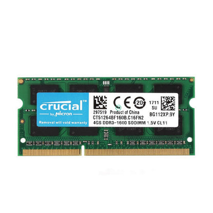 CT51264BF160B.C16FN2 Crucial 4GB PC3-12800 DDR3-1600MHz non-ECC Unbuffered CL11 204-Pin SoDimm 1.35V Low Voltage Memory Module