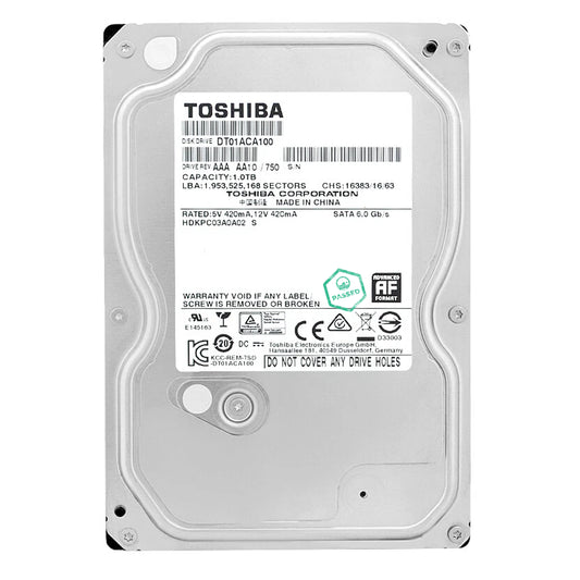 DT01ACA100 Toshiba Desktop 1TB 7200RPM SATA 6Gbps 32MB Cache (512e) 3.5-inch Internal Hard Drive