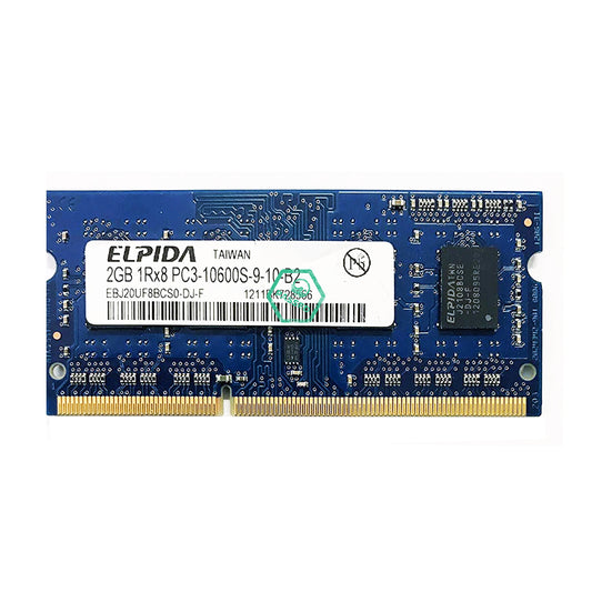 EBJ20UF8BCS0-DJ-F Elpida 2GB PC3-10600 DDR3-1333MHz non-ECC Unbuffered CL9 204-Pin SoDimm Single Rank Memory Module