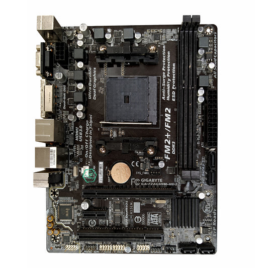 GA-F2A68HM-HD2 Gigabyte Socket FM2+ AMD A68H Chipset AMD A-Series/ AMD Athlon Processors Support DDR3 2x DIMM 4x SATA 6.0Gb/s Micro-ATX Motherboard (Refurbished)