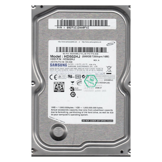 90% Health HD502HJ Samsung Spinpoint F3 500GB 7200RPM SATA 3Gbps 16MB Cache 3.5-inch Internal Hard Drive