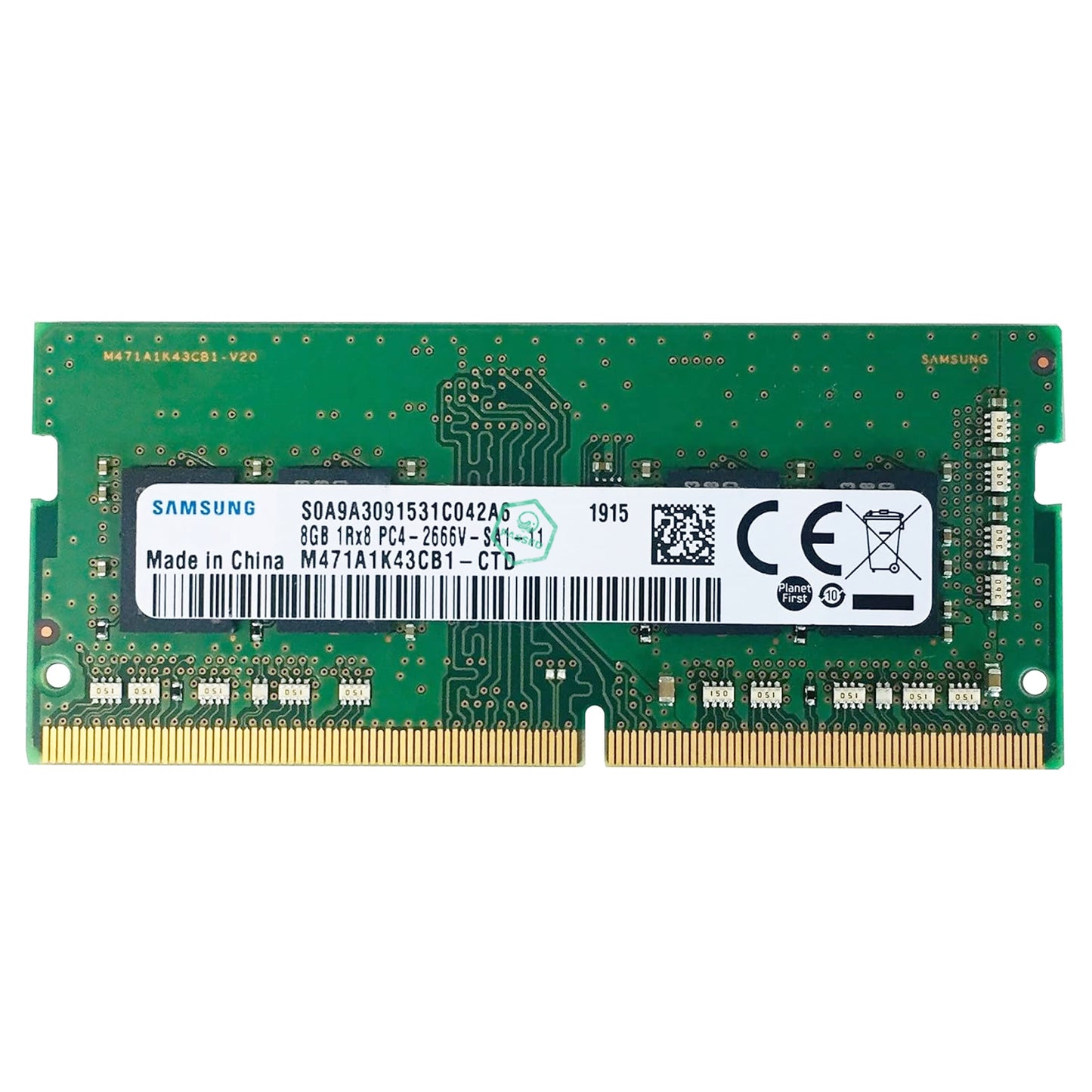M471A1K43CB1-CTD Samsung 8GB PC4-21300 DDR4-2666MHz non-ECC Unbuffered CL19 260-Pin SoDimm 1.2V Single Rank Memory Module