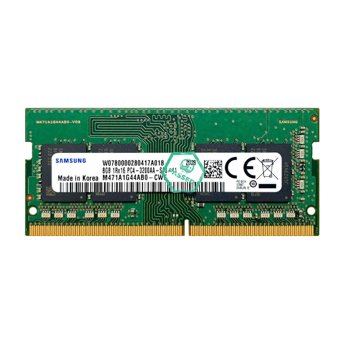 M471A1K43DB1-CWE Samsung 8GB PC4-25600 DDR4-3200MHz non-ECC Unbuffered CL22 260-Pin SoDimm 1.2V Single Rank Memory Module