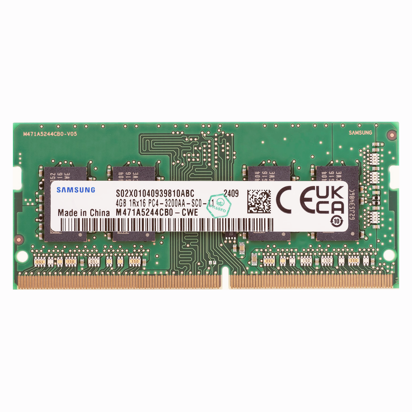 M471A5244CB0-CWE Samsung 4GB PC4-25600 DDR4-3200MHz non-ECC Unbuffered CL22 260-Pin SoDimm 1.2V Single Rank Memory Module