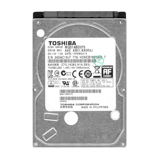 MQ01ABD075 Toshiba Mobile 750GB 5400RPM SATA 3Gbps 8MB Cache (512e) 2.5-inch Internal Hard Drive