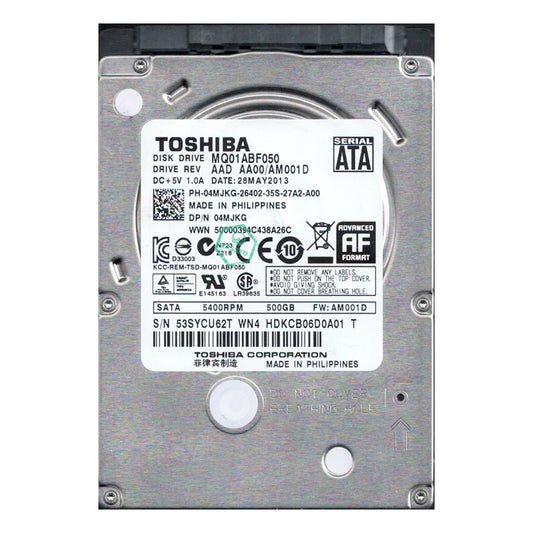 MQ01ABF050 Toshiba Mobile Thin 500GB 5400RPM SATA 6Gbps 8MB Cache (512e) 2.5-inch Internal Hard Drive