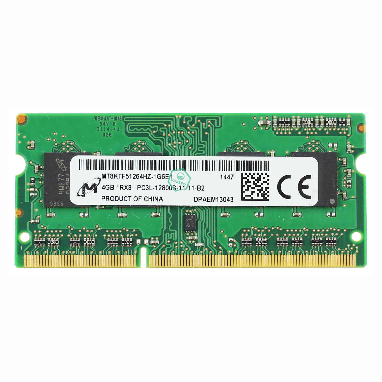 MT8KTF51264HZ-1G6E1 Micron 4GB PC3-12800 DDR3-1600MHz non-ECC Unbuffered CL11 204-Pin SoDimm 1.35V Low Voltage Single Rank Memory Module