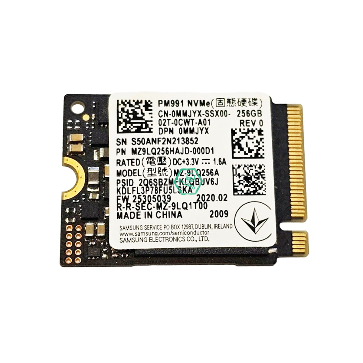 MZ9LQ256HAJD-000D1 Samsung Pm991 256GB M.2 Nvme 30Mm