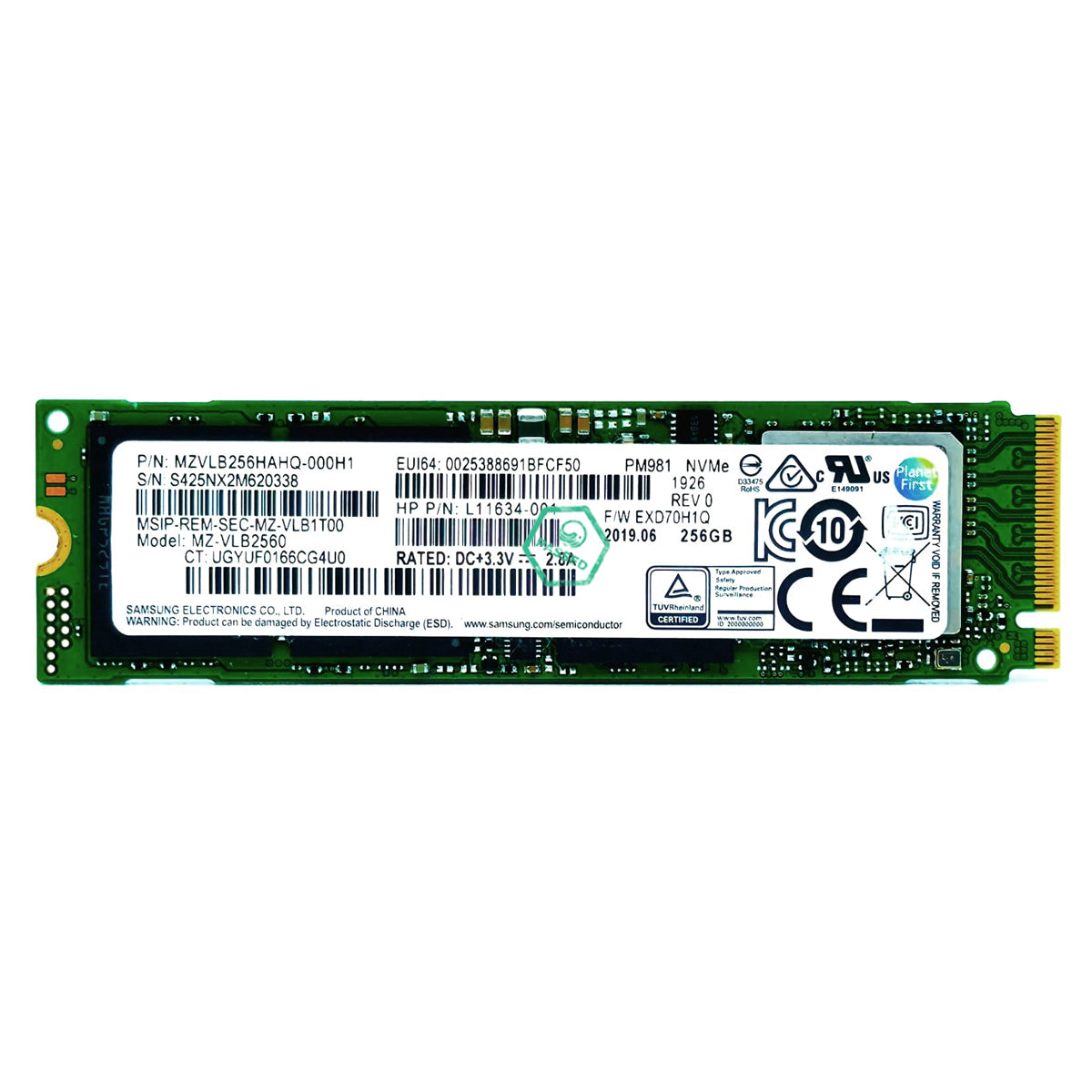 MZVLQ256HAJD Samsung PM991 Series 256GB TLC PCI Express 3.0 x4 NVMe (AES-256 / TCG Opal 2.0) M.2 2280 Internal Solid State Drive (SSD)