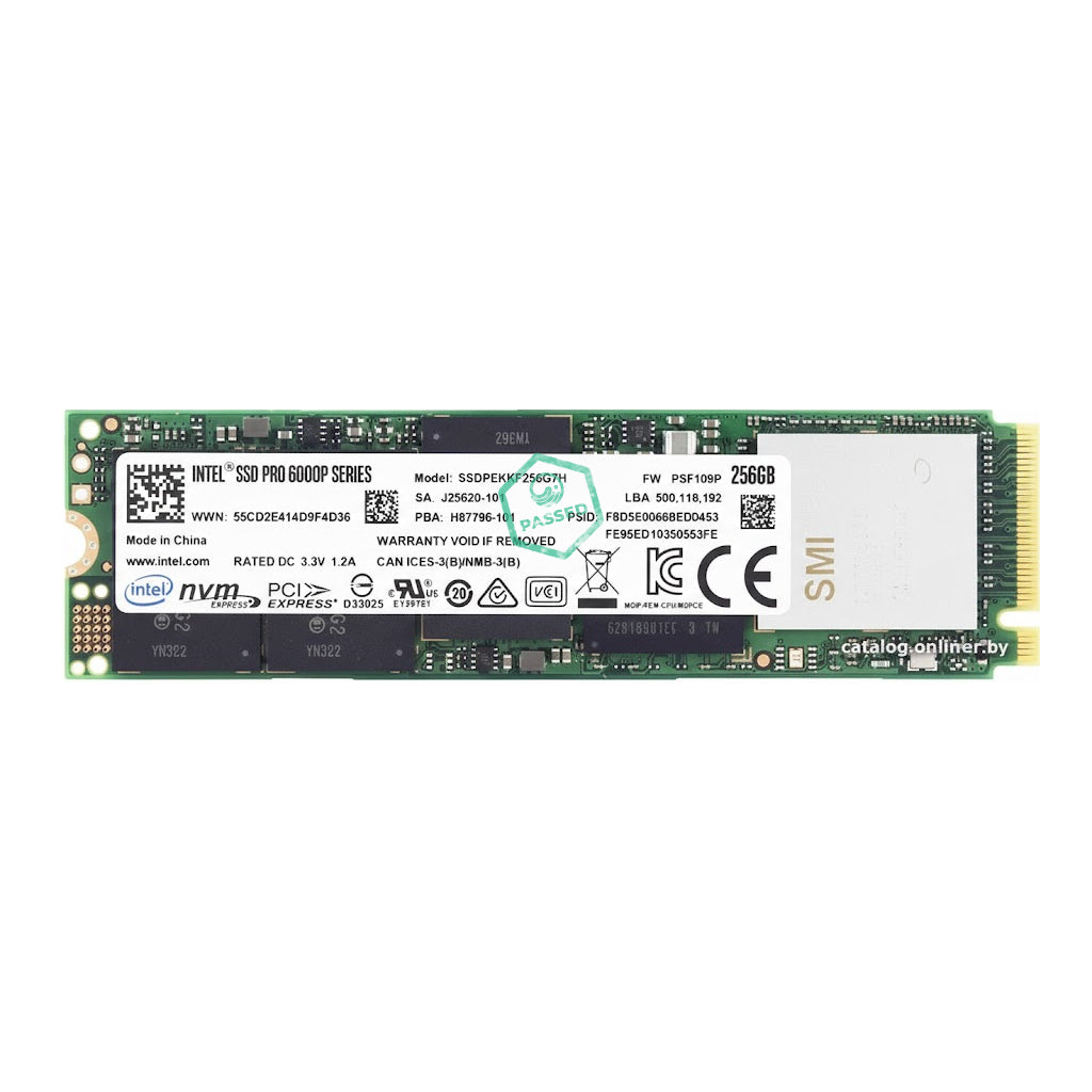 SSDPEKKF256G7H Intel Pro 6000P 256GB TLC PCI Express 3.0 x4 NVMe M.2 2280 Solid State Drive (SSD)