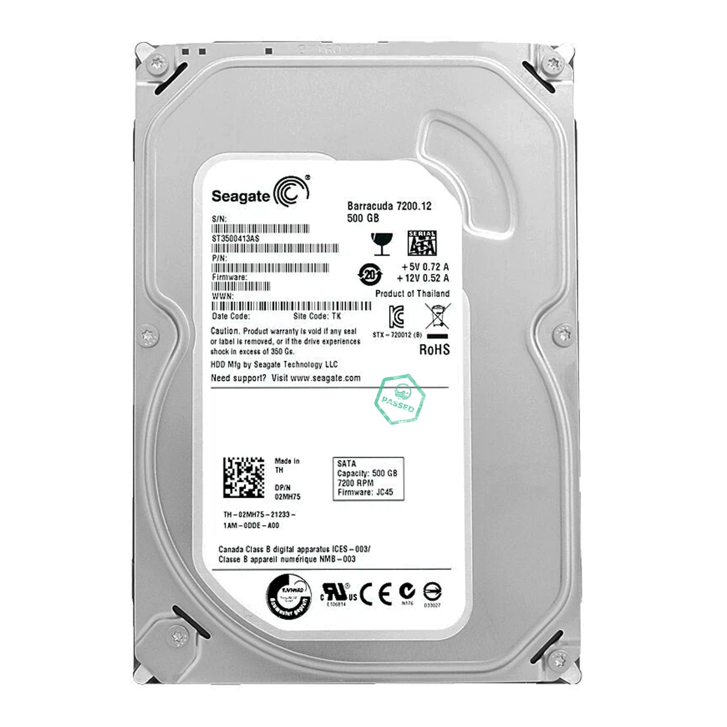 ST3500413AS Seagate Barracuda 7200.12 500GB 7200RPM SATA 6Gbps 16MB Cache 3.5-inch Internal Hard Drive
