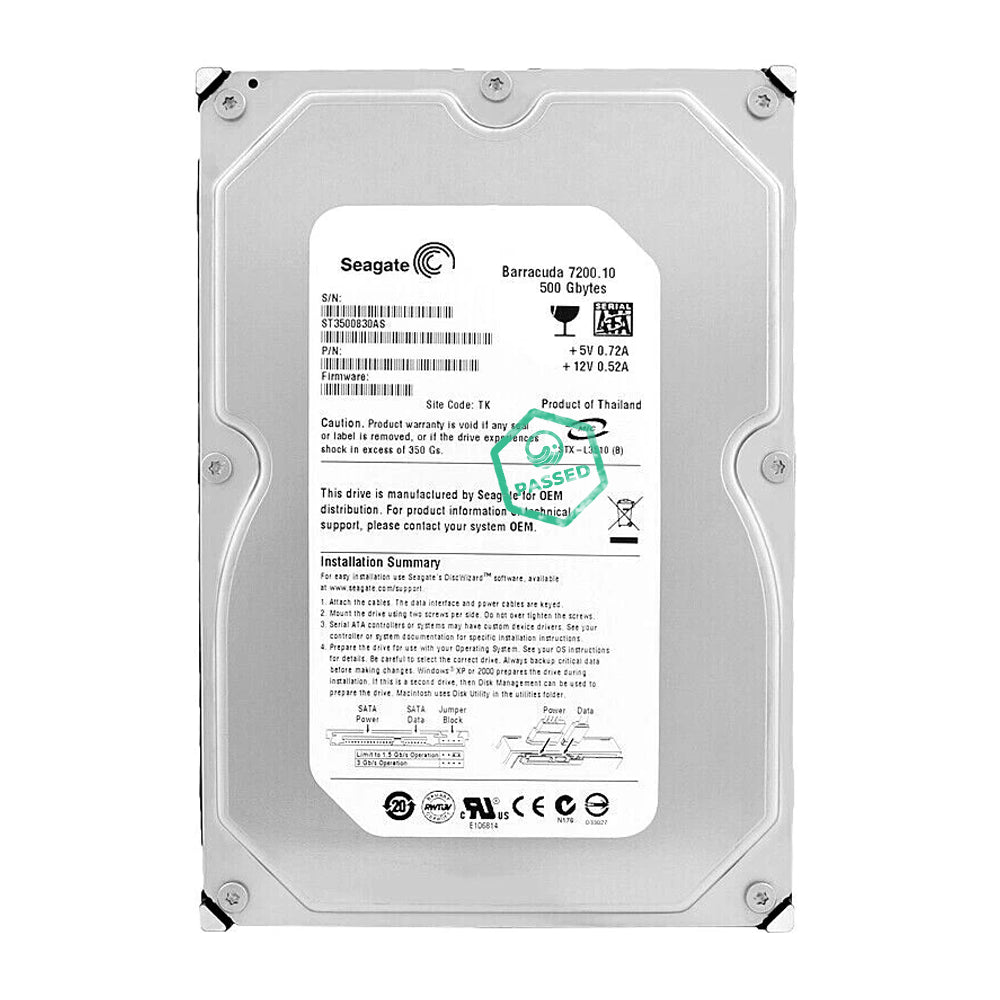 ST3500830AS Seagate Barracuda 7200.10 500GB 7200RPM SATA 3Gbps 8MB Cache 3.5-inch Internal Hard Drive