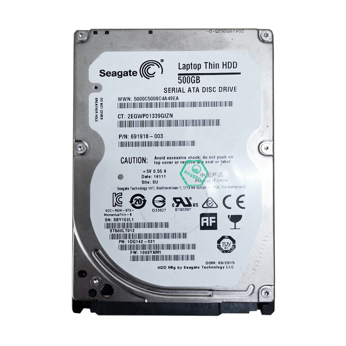80% Health ST500LT012 Seagate Momentus Thin 500GB 5400RPM SATA 3Gbps 16MB Cache 2.5-inch Internal Hard Drive