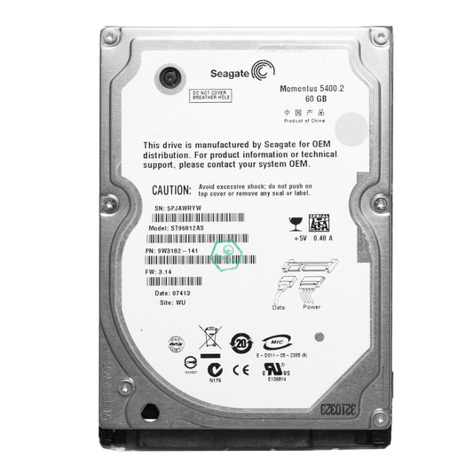 ST96812AS Seagate Momentus 5400.2 60GB 5400RPM SATA 1.5Gbps 8MB Cache 2.5-inch Internal Hard Drive