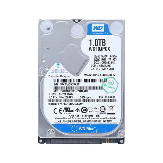 WD10JPCX Western Digital Blue 1TB 5400RPM SATA 6Gbps 16MB Cache 2.5-inch Internal Hard Drive