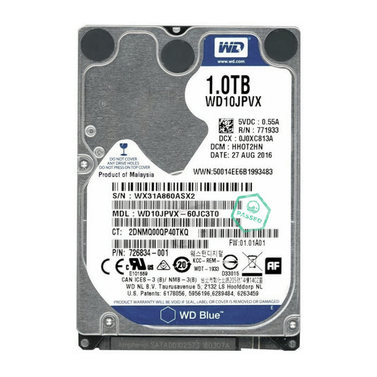 WD10JPVX Western Digital Blue 1TB 5400RPM SATA 6Gbps 8MB Cache 2.5-inch Internal Hard Drive