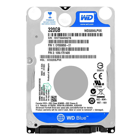 WD3200LPVX Western Digital Blue 320GB 5400RPM SATA 6Gbps 8MB Cache 2.5-inch Internal Hard Drive