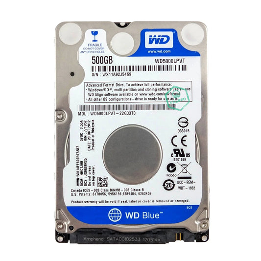 WD5000LPVT Western Digital Scorpio Blue 500GB 5400RPM SATA 3Gbps 8MB Cache 2.5-inch Internal Hard Drive