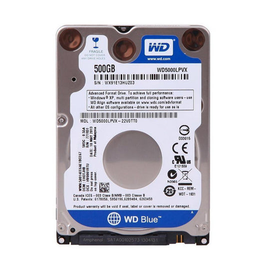 WD5000LPVX 100% Health Western Digital Blue 500GB 5400RPM SATA 6Gbps 8MB Cache 2.5-inch Internal Hard Drive