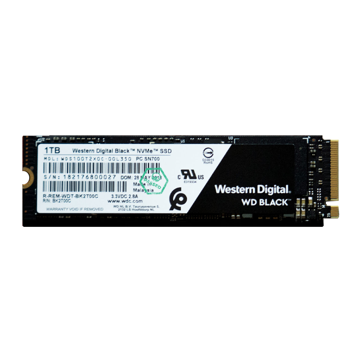 WDS100T2X0C-00L350 Western Digital Black 1TB TLC PCI Express NVMe 3.0 x4 M.2 2280 Solid State Drive (SSD)